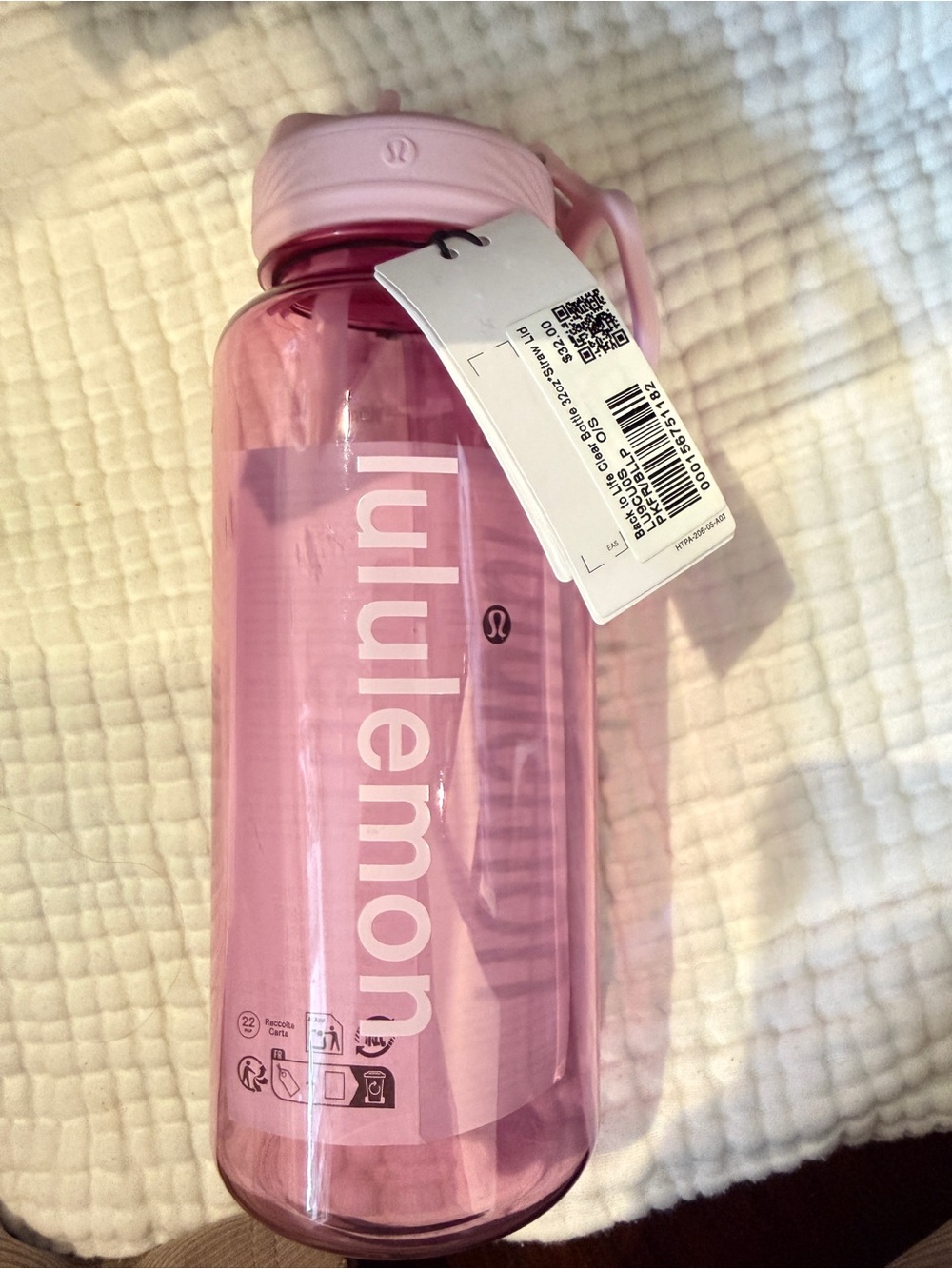 Lululemon Back to Life Clear Bottle 32oz Straw Lid Pink NWT